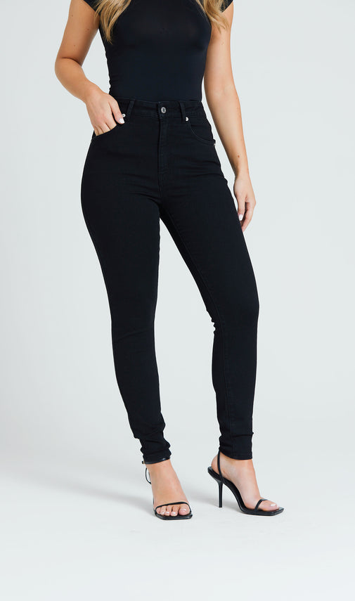 The High Rise Skinny - Black Solid