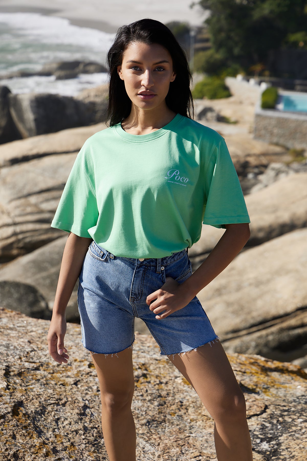 The Staple Script Tee Green - T-shirts - POCO by Pippa
