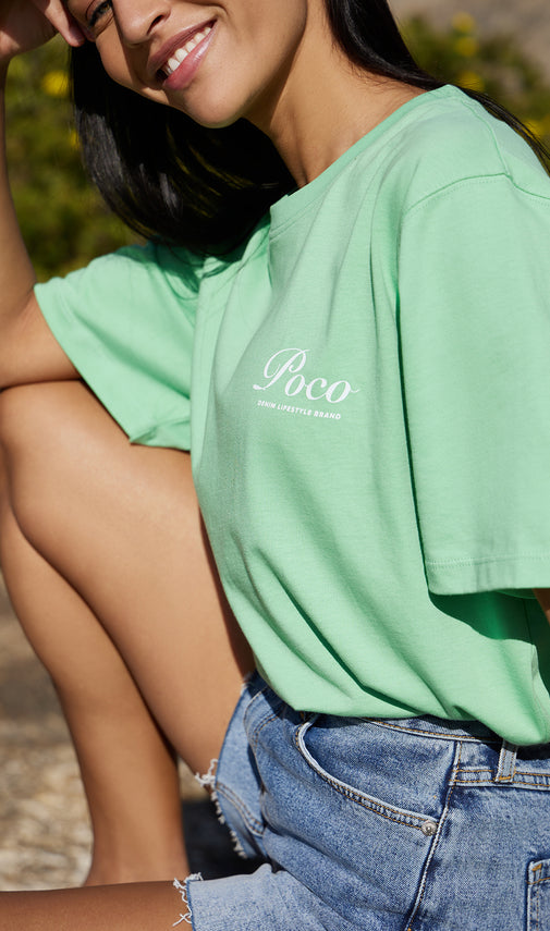 The Staple Script Tee Green - T-shirts - POCO by Pippa