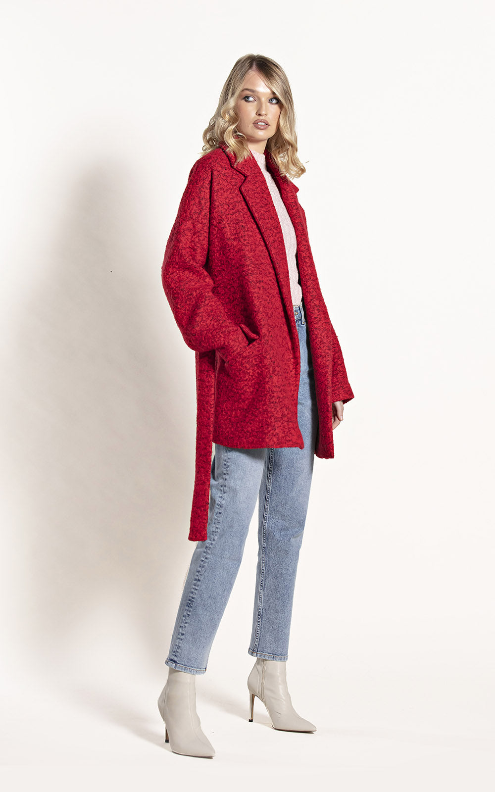 Mid Boucle Coat Red/Blk - Jacket - POCO by Pippa