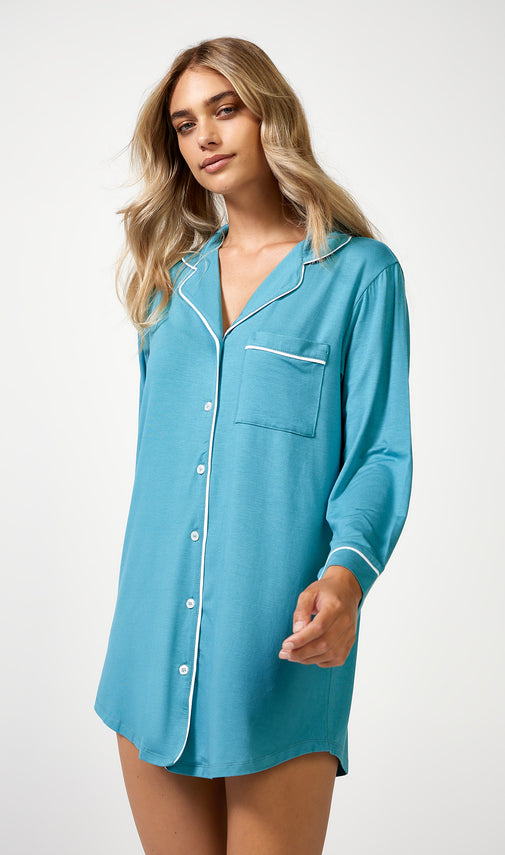 The Night Shirt Teal - Pyjamas - POCO by Pippa