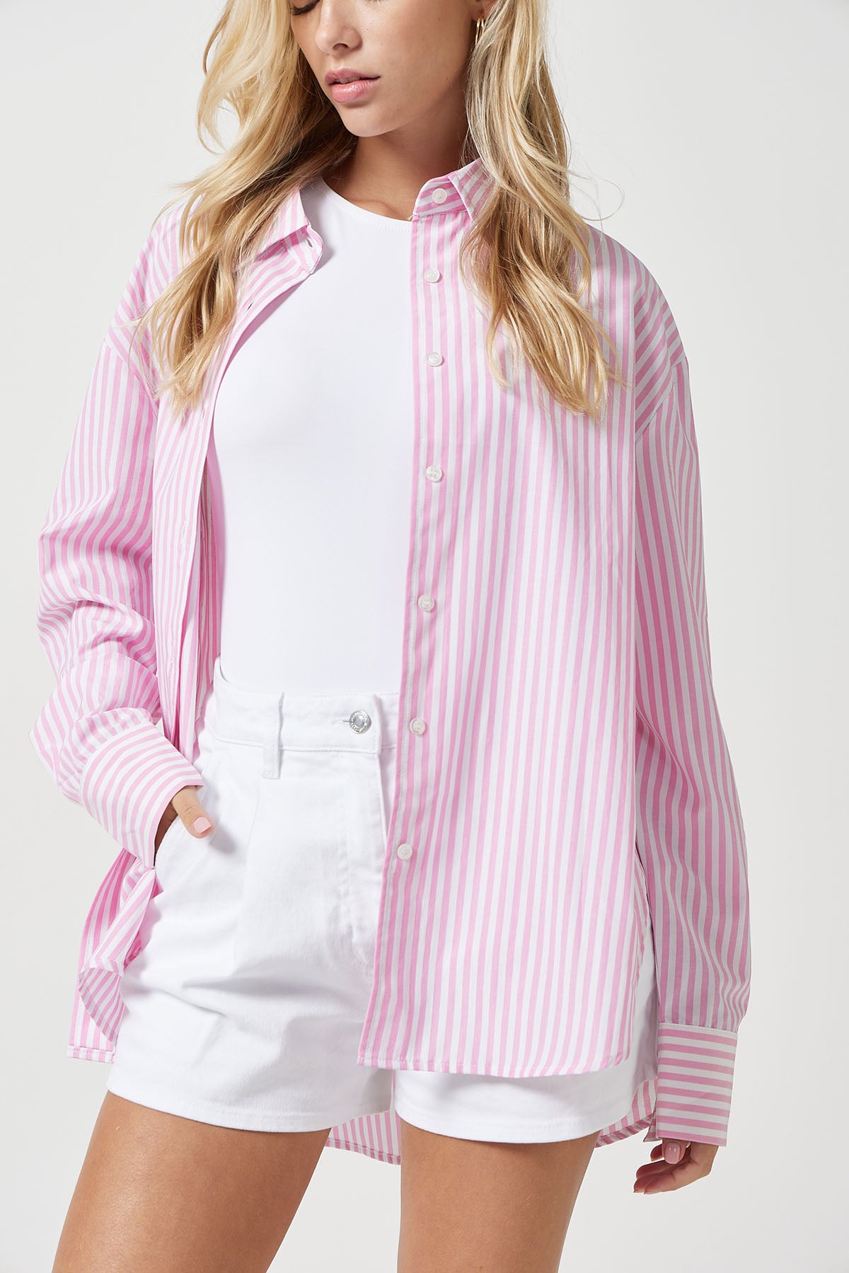 The Shirt - Stripe Pink / White