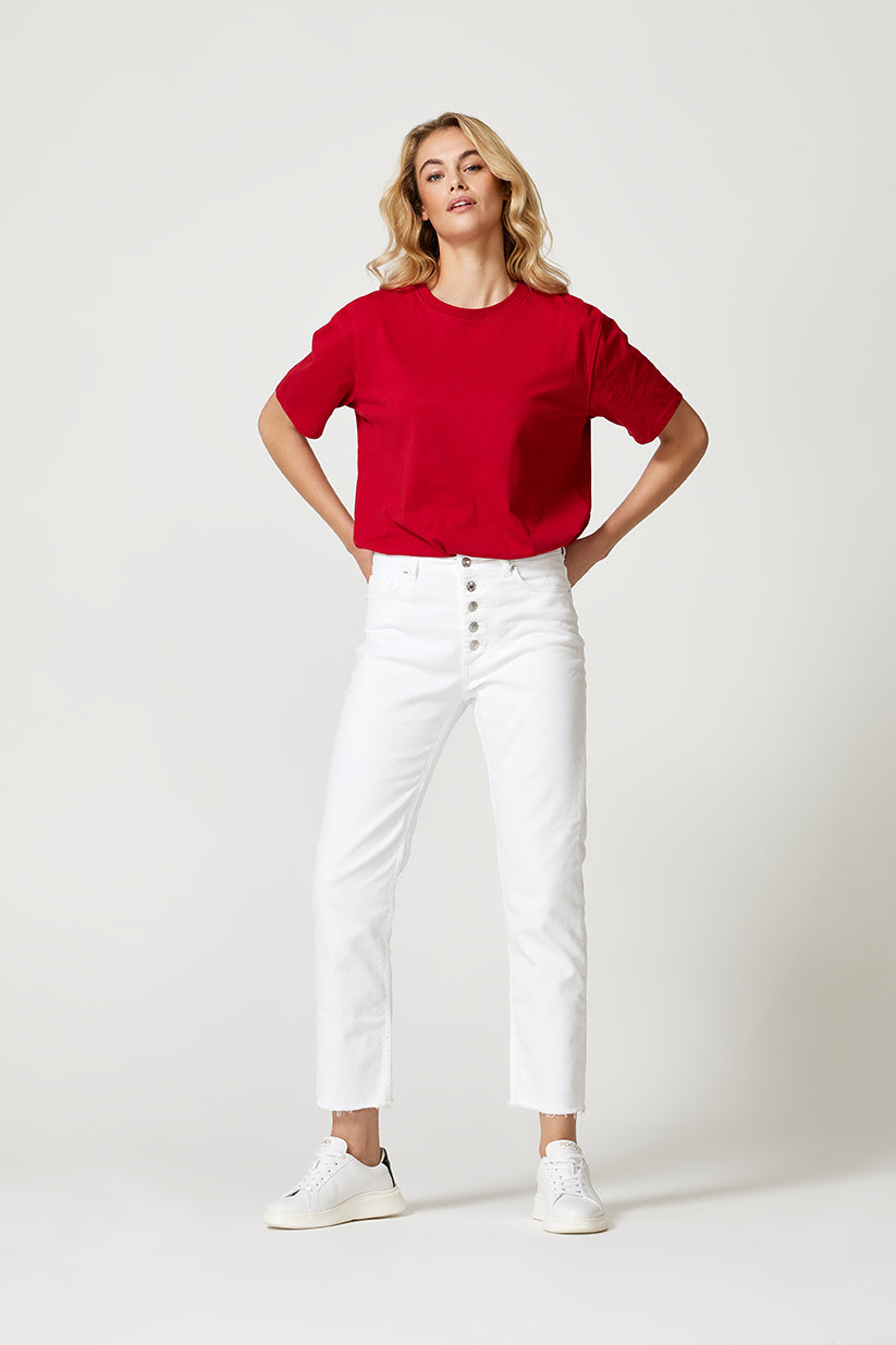 The Button Crop White - Jeans - POCO by Pippa