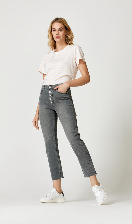The Button Crop Mid Grey - Jeans - POCO by Pippa