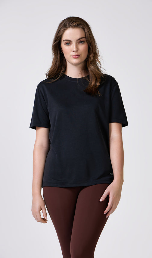 The Modal Pique Crew Tee Black - T-shirts - POCO by Pippa