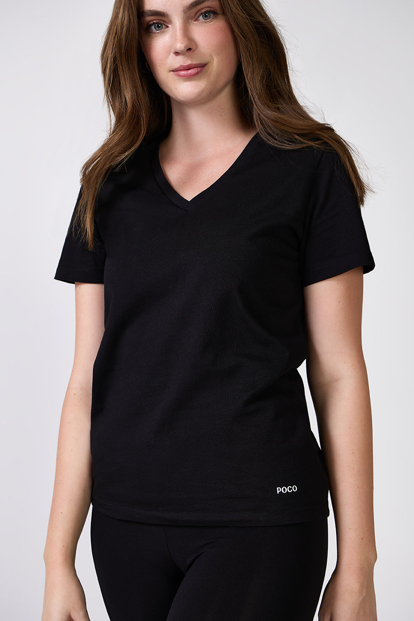 The V Neck Tee Modal Black - T-shirts - POCO by Pippa