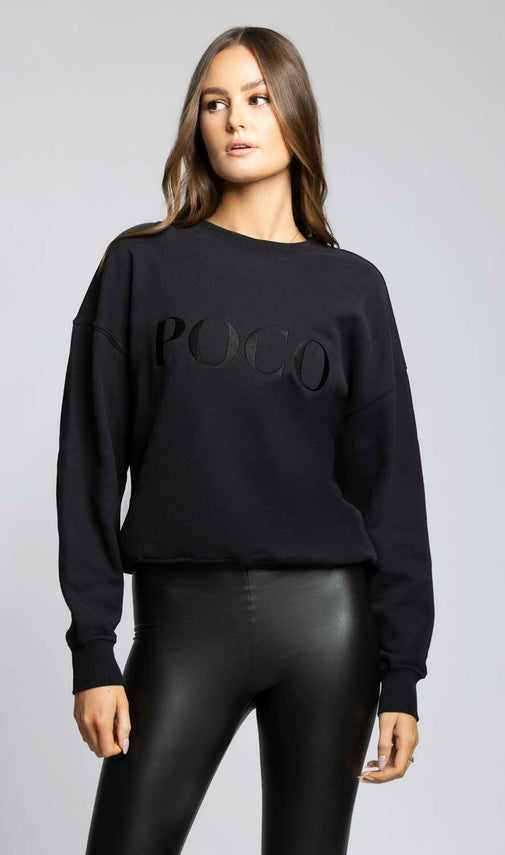 Poco Embroidery Sweatshirt Black