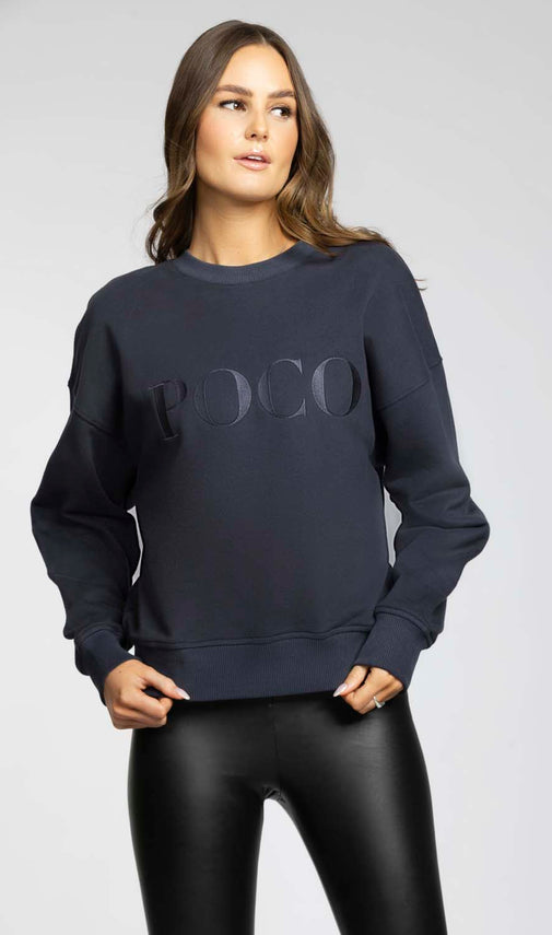 Poco Embroidery Sweatshirt Navy