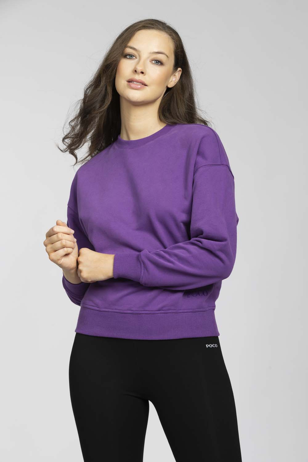 Crew Sweatshirt - Emb Hem Purple